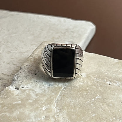 Striped Black Onyx Ring